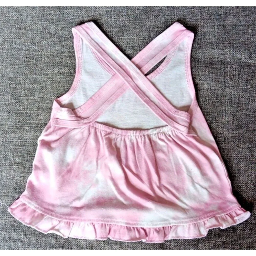 Pajamas 3T PL Sleep Girls Pink Tie Dye Cross Back Tank Top Shorts Ruffles